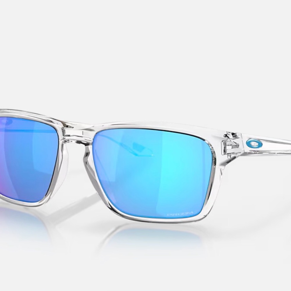 Oakley Clear Frame Sunglasses with Blue Mirrored Lenses + CASE